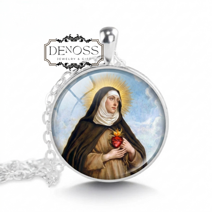 Saint Camilla Battista Of Varano Pendant Necklace,Religious Devotional Christian Medal