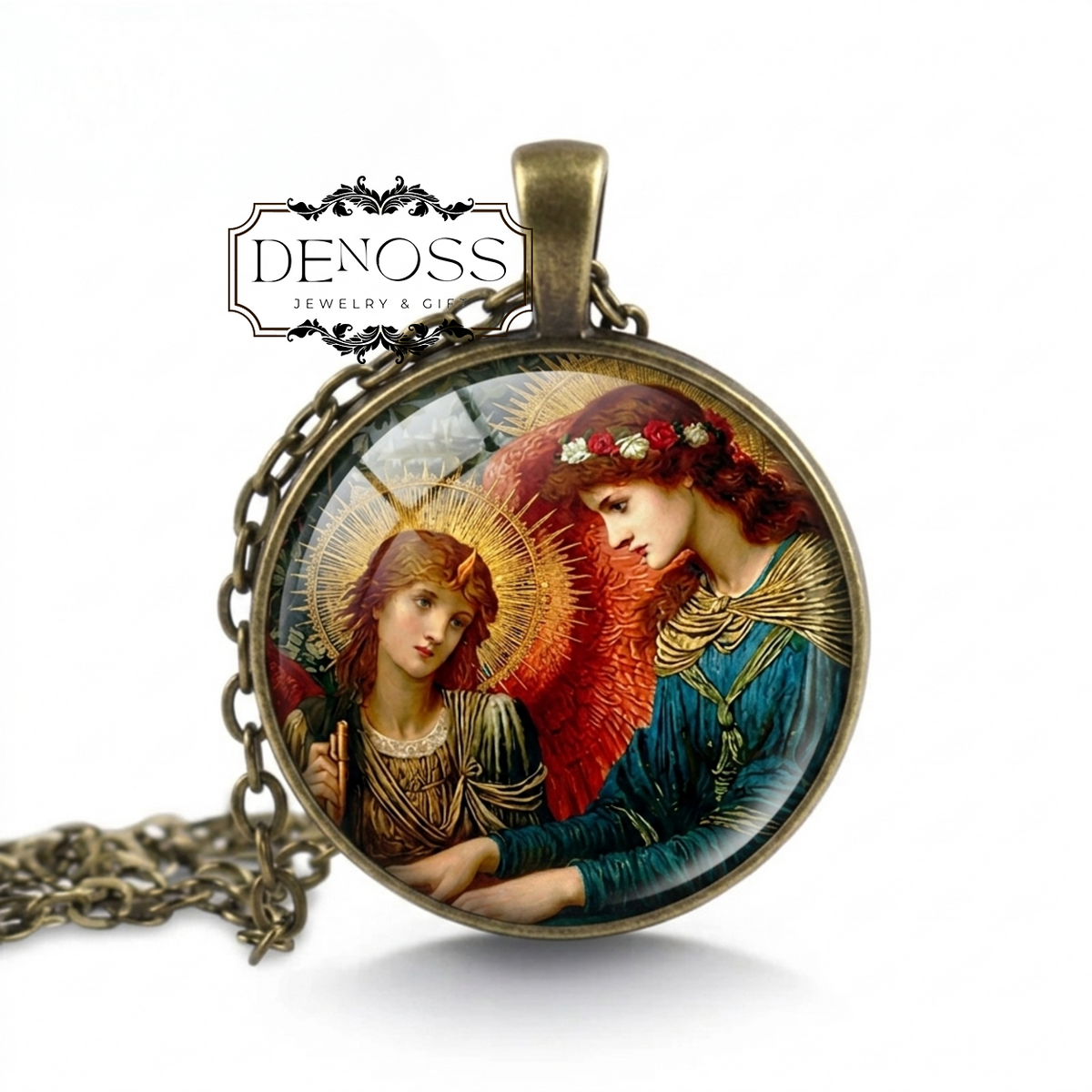 Saint Cecilia and Angel necklace,music gift