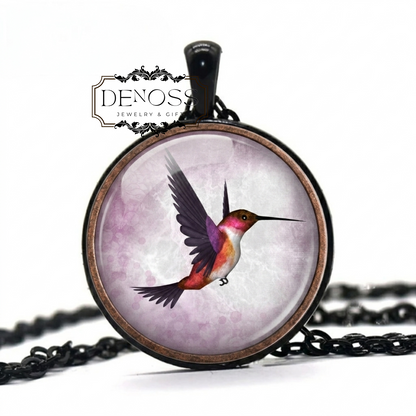 Purple Hummingbird Pendant Necklace