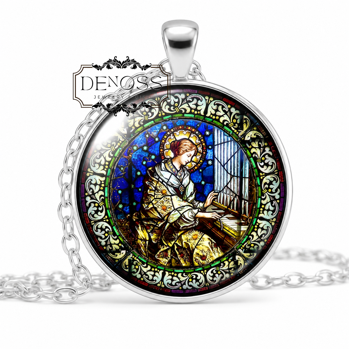 Saint Cecilia Necklace,Patron Saint of Music
