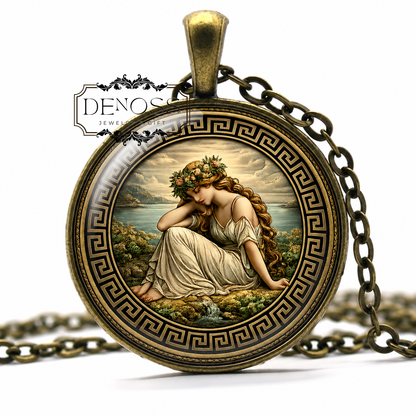 CALYPSO Necklace,Goddess,Nymph,Daughter of Atlas,Ogygia,Odysseus,Greek,Mythology,Glass Pendant