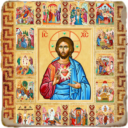 Life of Christ Icon - Sacred Heart Icon,Marble Icon,Handmade,Prayer gift,Christian Icon