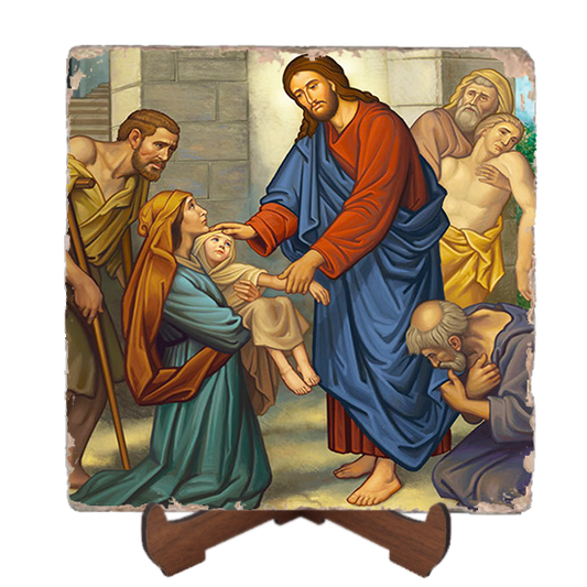 The Divine Physician Icon,Marble Icon,Handmade,Baptism gift,Christian Icon