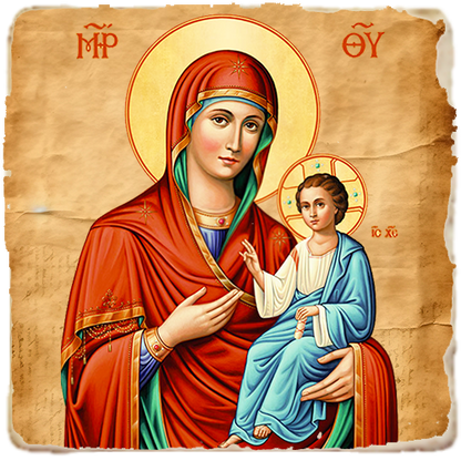 Virgin Mary Directress Icon,Marble Icon,Handmade,Baptism gift,Christian Icon