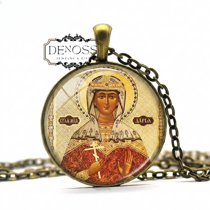 Saint Daria Religious Pendant Necklace