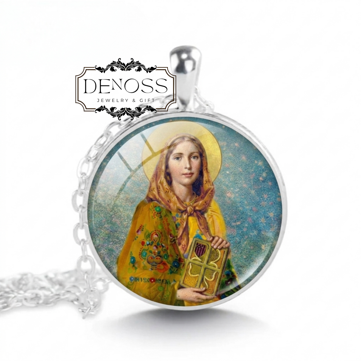 Saint Dymphna Medal Necklace,Patron Saint of Stress Anxiety Mental Illness,Catholic Saints Jewelry,Handcrafted Religious Holy Art