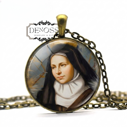 Saint Elizabeth Of The Trinity Pendant Necklace,Religious Devotional Christian Medal
