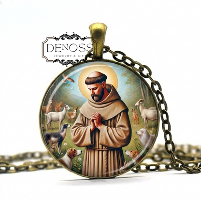 SAINT FRANCIS of ASSISI Pendant Necklace,Patron Saint of Animals,Patron Saint of Ecology,Patron Saint of the Environment