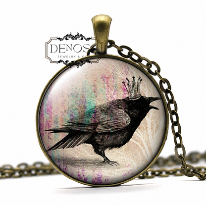 Raven Queen Necklace Handcrafted Crow Pendant,Symbolic Jewelry