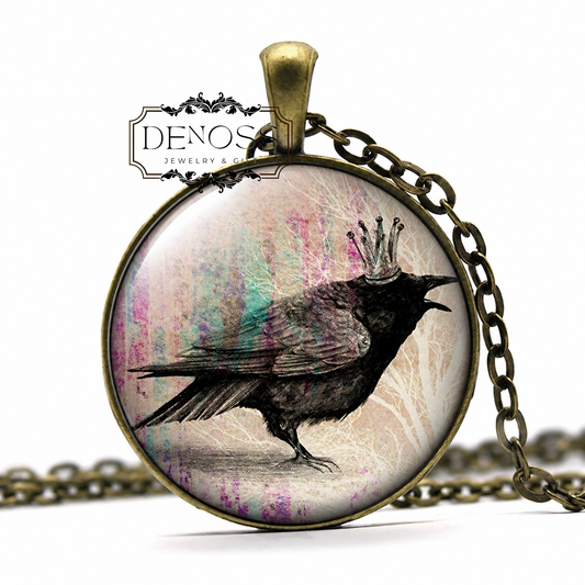Raven Queen Necklace Handcrafted Crow Pendant,Symbolic Jewelry
