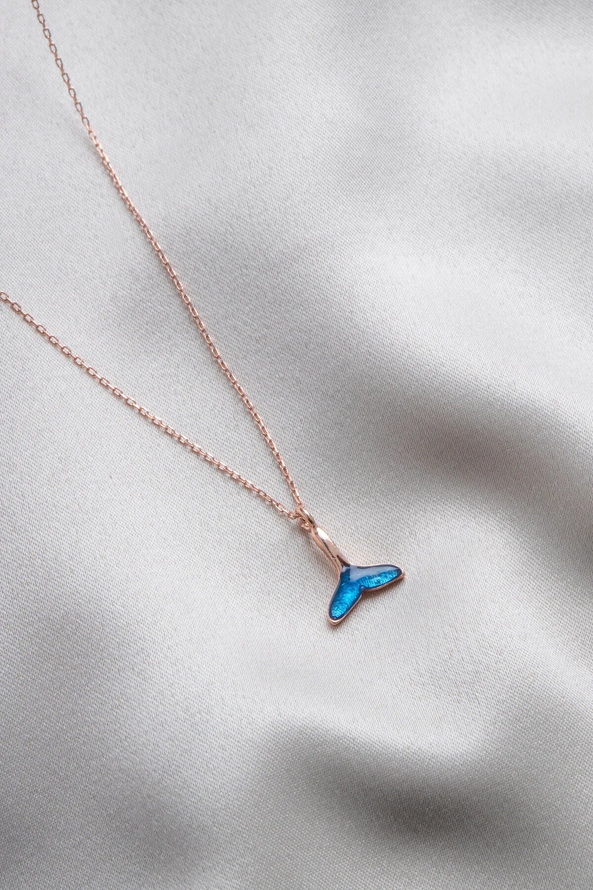 Blue Enamel Mermaid  Necklace 925 Sterling Silver
