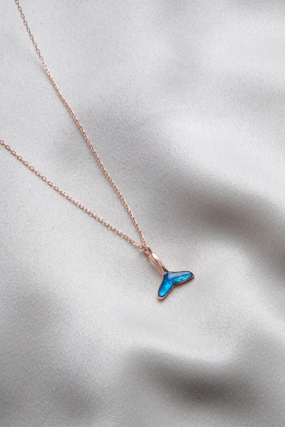 Blue Enamel Mermaid  Necklace 925 Sterling Silver