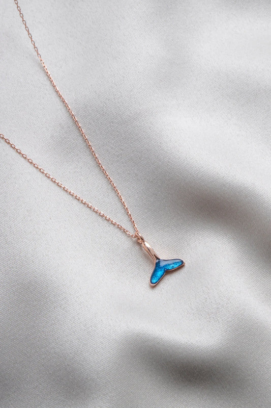 Blue Enamel Mermaid  Necklace 925 Sterling Silver