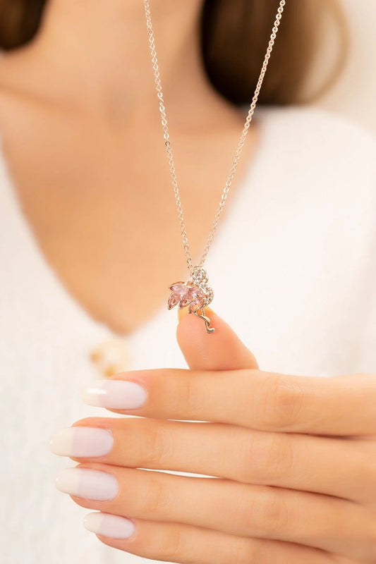 Flamingo 925 Sterling Silver Rosegold Necklace