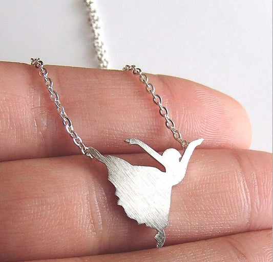 Dancing Girl Silver Necklace Minimalist Necklace