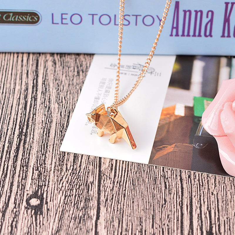 Origami Fatty Fox Gold-Silver Necklace