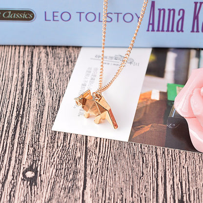 Origami Fatty Fox Gold-Silver Necklace