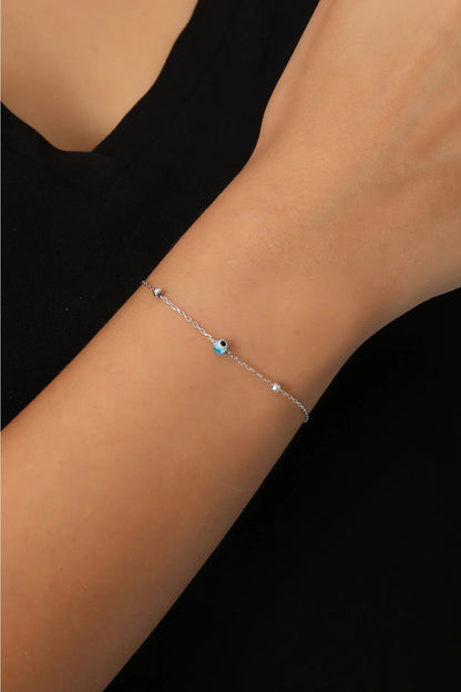 925 Sterling Silver Evil Eye Chain Bracelet
