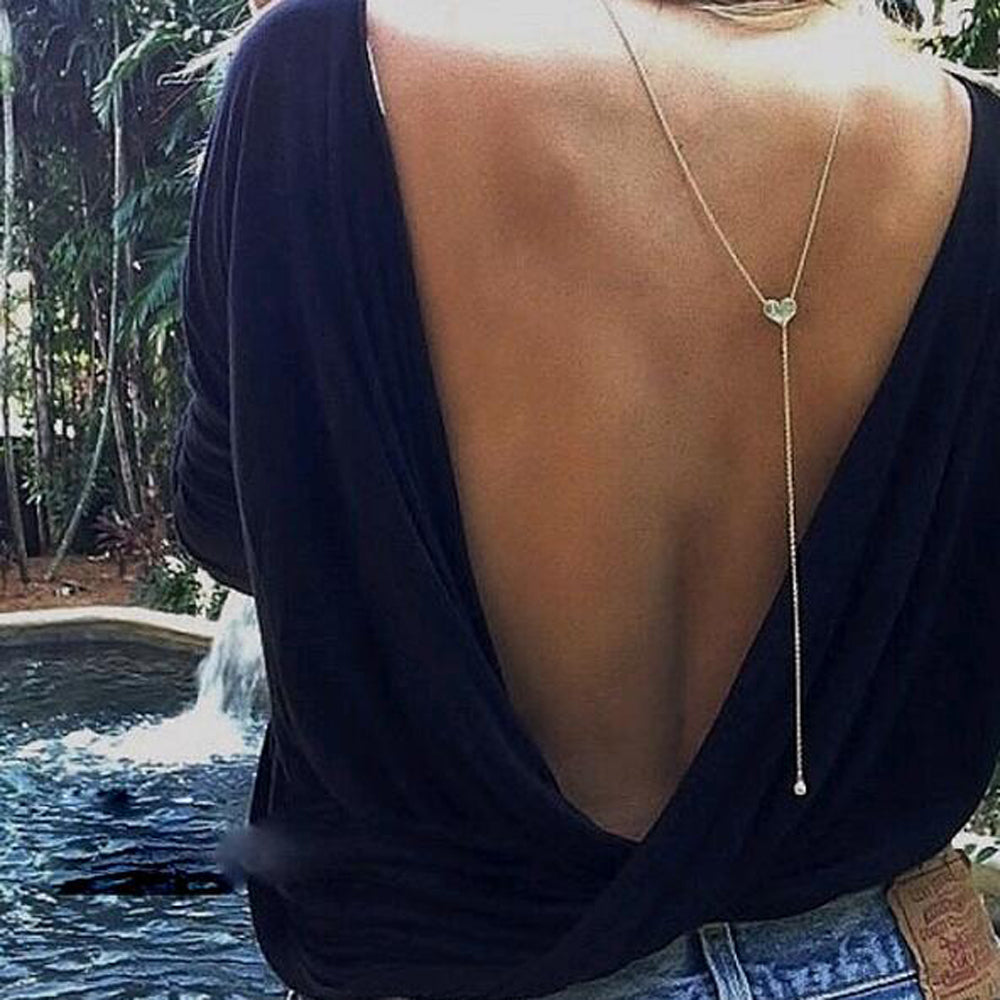 Love Heart Gold Tassel Necklace