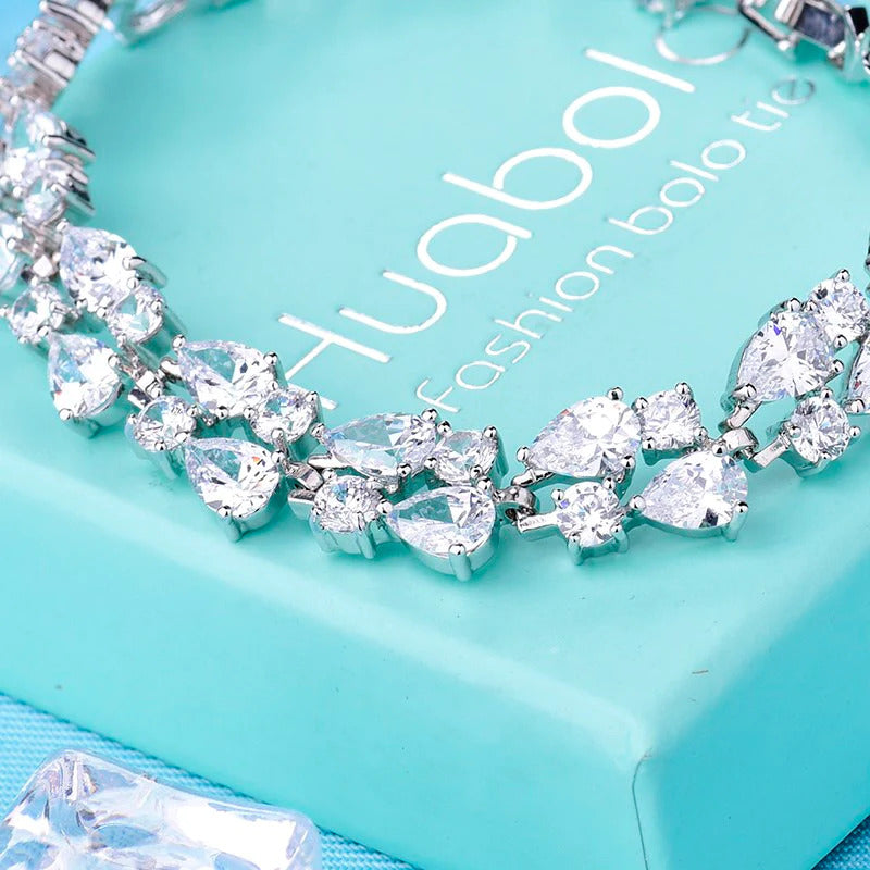 Shining White Gold Bracelet with Zircon Stones