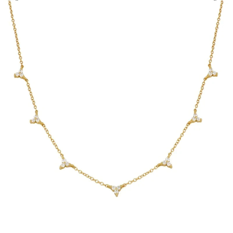 Dainty & Minimalist 3 CZ Flower Shaped Necklace