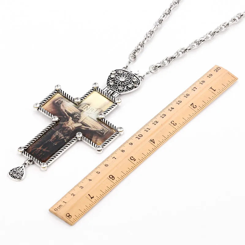 Silver Color Orthodox Cross Necklace,Christian Necklace,Jesus Religious Necklace