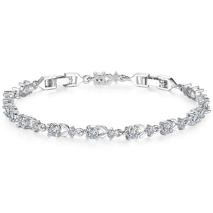 Silver Platinum Purple Zircon Stone Ladies Bracelet Bangle