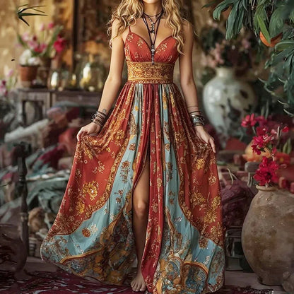 Red Sexy Spaghetti Strap Long Dress