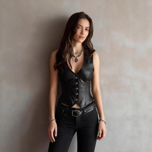 Leather Biker Crop Top