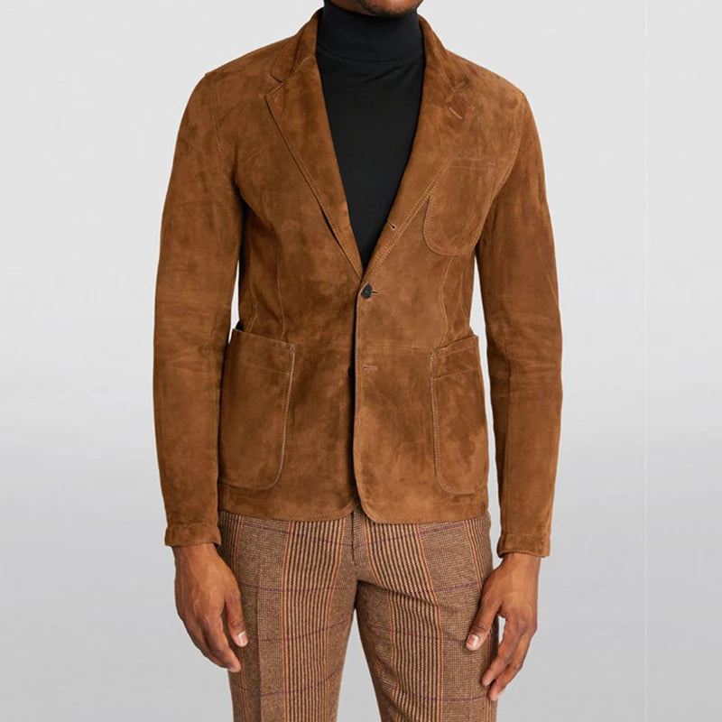 Turn-down Collar Solid Color Men Jacket - Denoss