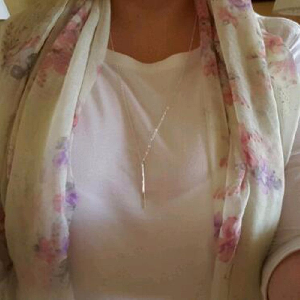 Silver Bar Lariat Necklace