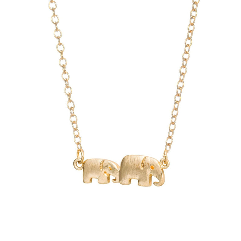 Mother and Baby Elephant Gold-Silver Necklace