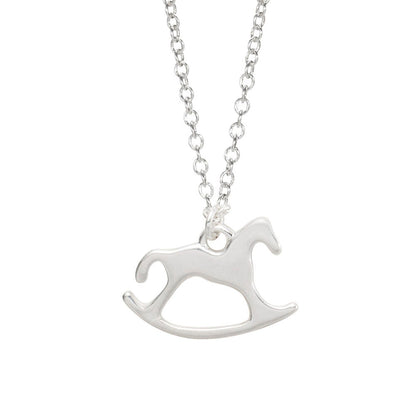 Wooden Horse Necklace,Gold-Silver