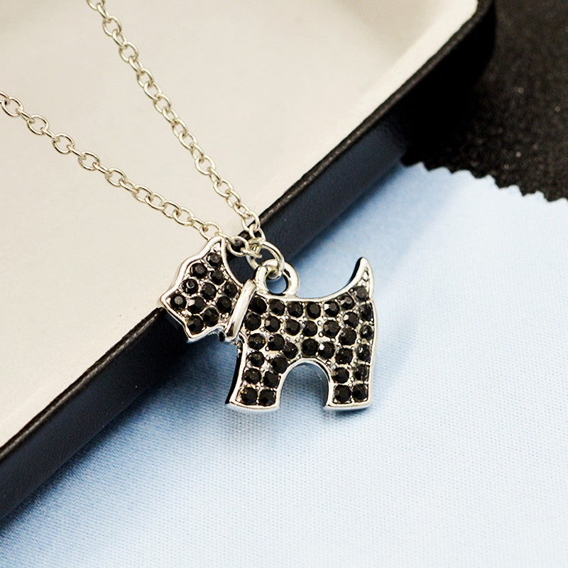 Black Doggy Silver Necklace