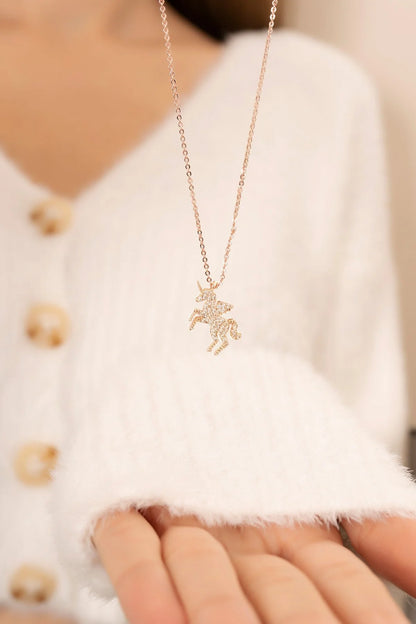 Unicorn  925 Sterling Silver Rosegold Necklace