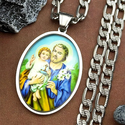 St.Joseph Christian Necklace,Religious Gift Jewelry