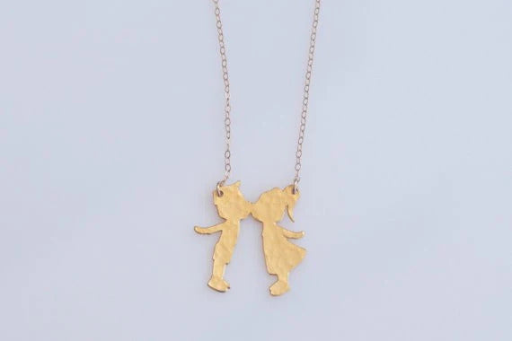 Kissing Kids Silver Necklace
