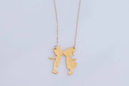Kissing Kids Silver Necklace