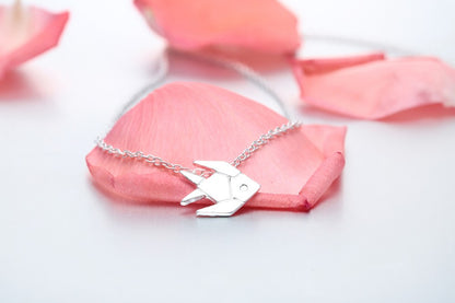 Origami Tropical Fish Silver Necklace
