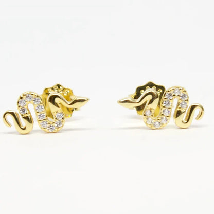 1 Piece Dainty & Minimalist CZ Snake Shaped Stud Earrings