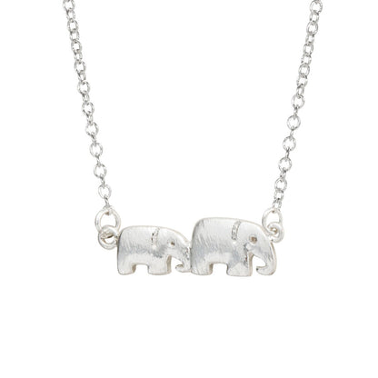 Mother and Baby Elephant Gold-Silver Necklace