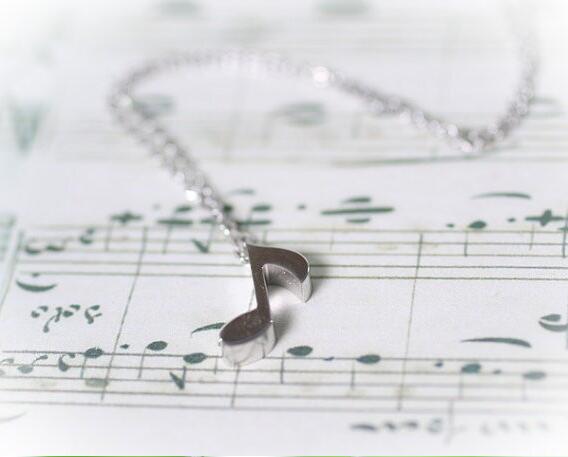 Musical Note Necklace,Gold-Silver