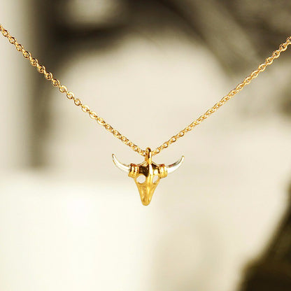 Buffalo Skull Gold Necklace