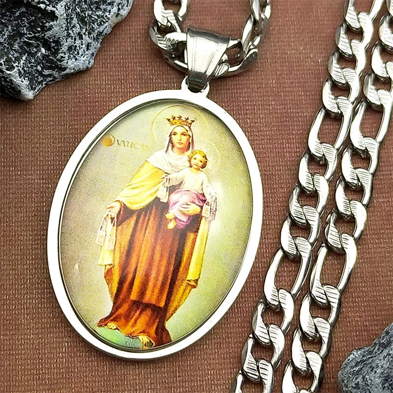 Virgin Mary and Baby Jesus,Christian Necklace,Religious Gift Jewelry