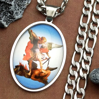 Archangel St.Michael Protect Us Christian Necklace,Religious Jewelry
