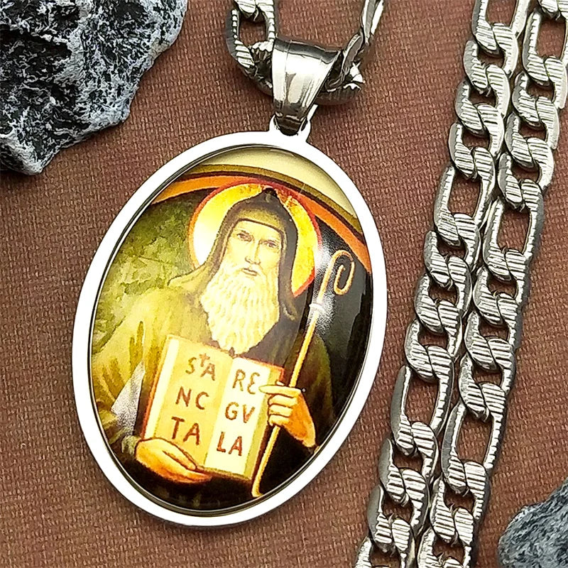 St.Benedict,Catholic,Christian Necklace,Religious Gift Jewelry