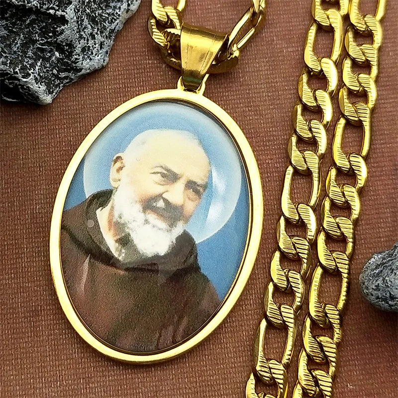 St.Padre Pio,Christian Necklace,Religious Gift Jewelry