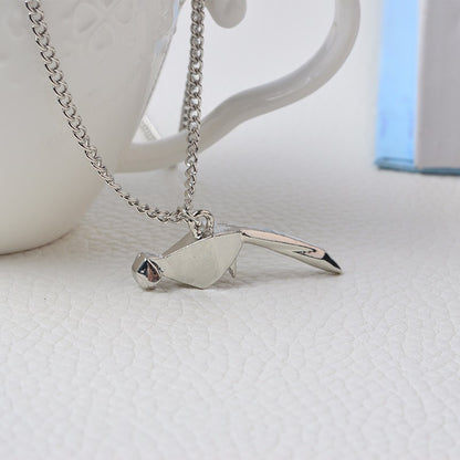 Origami Parrot Silver Necklace