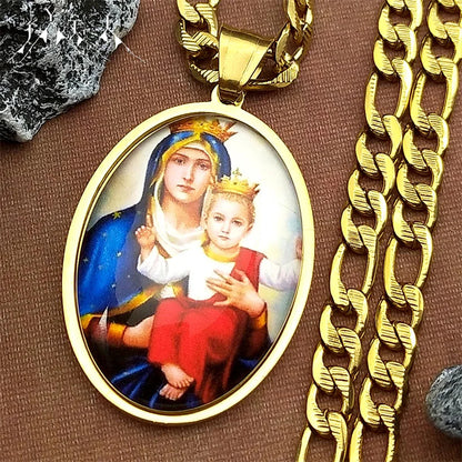 Virgin Mary Hold Baby,Christian Necklace,Religious Gift Jewelry