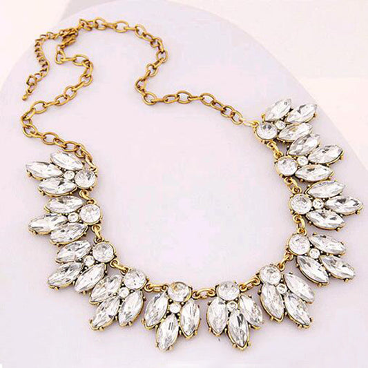 Crystal Flowers Gold-Silver Choker Necklace